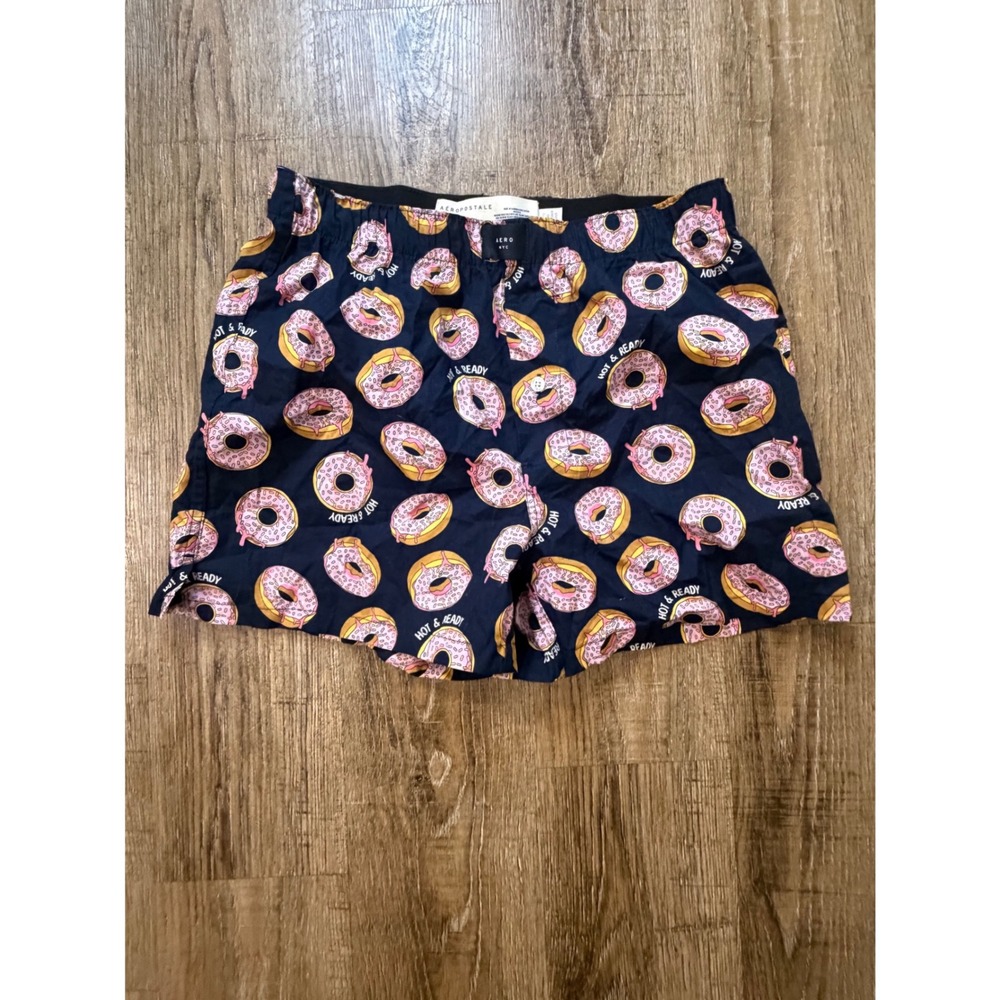 Aeropostale Mens Medium Navy Blue Pink Donut Print Cotton Boxer Shorts M HoReady